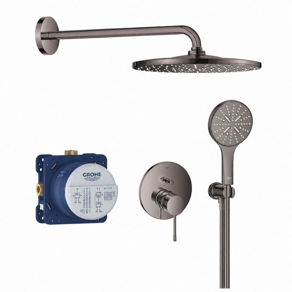 Grohe Essence Duschsystem Unterputz mit Regendusche Mono 310, hard graphite glänzend