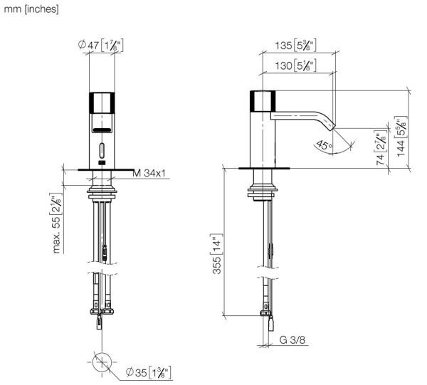 Dornbracht IMO Hybrid Waschtischarmatur, Netzbetrieb, chrom