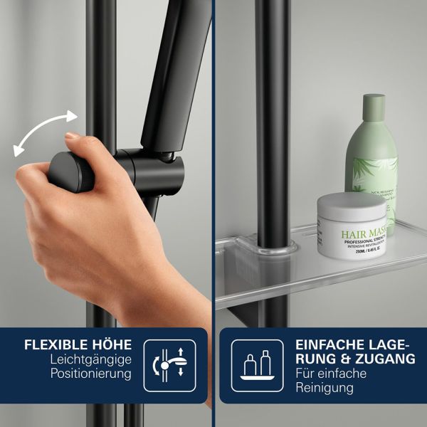 Grohe Vitalio Joy+ 120 Brausestangen-Set, 3 Strahlarten, schwarz matt
