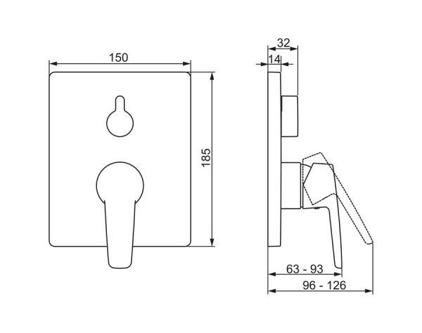 Hansa Hansapolo Fertigmontageset mit Funktionseinheit Einhand-Wannen-Batterie, Rosette eckig, chrom