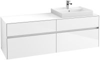 Villeroy&Boch Collaro Waschtischunterschrank passend zu Aufsatzwaschtisch 4A336G, 4 Auszüge, 160cm weiß C02300DH