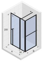 Vorschau: RIHO Lucid 203 Duschkabine mit Pendeltür und Seitenwand 110x90cm, Eckeinstieg, schwarz matt