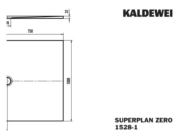Kaldewei Superplan Zero bodenebene Rechteck-Duschfläche 75x100cm Mod.1528-1