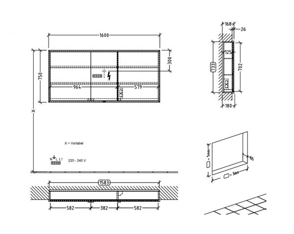 Villeroy&Boch My View Now LED-Einbau-Spiegelschrank 160x75cm