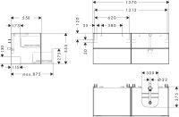 Vorschau: Hansgrohe Xevolos E Unterschrank 137cm für Aufsatzwaschtisch rechts mit Konsole, 4 Schubkästen