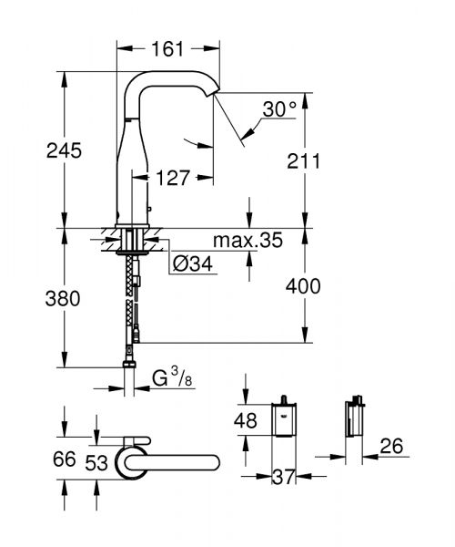 Grohe Essence E Infrarot-Elektronik für Waschtisch mit Mischung, Batteriebetrieb, chrom