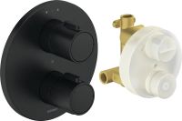 Duravit Duschthermostat rund, Unterputz mit Grundkörper, schwarz matt