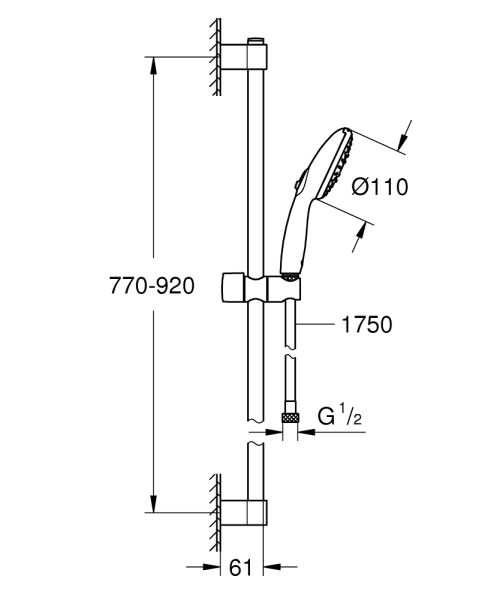 Grohe Tempesta 110 Brausestangenset 90cm, 3 Strahlarten, chrom