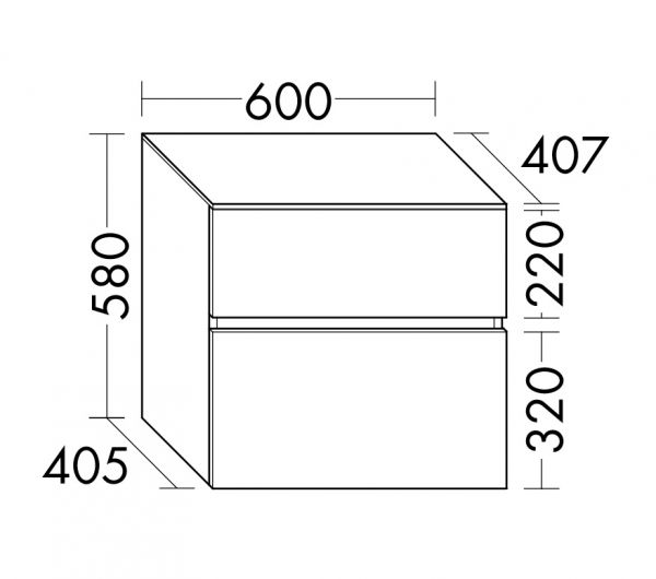 Burgbad Lin20 Unterschrank mit 2 Auszüge, 60x40,7cm USIT060F5351