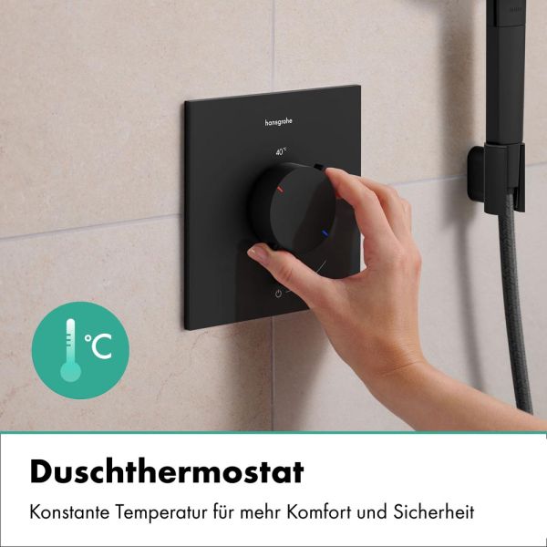 hansgrohe Ecostat Comfort E Thermostat Unterputz für 1 Funktion, schwarz matt