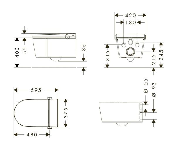 hansgrohe LavaPura Element S Dusch-WC Komplett, weiß