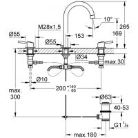 Vorschau: Grohe Concetto 3-Loch Waschtischbatterie mit Ablaufgarnitur, L-Size, chrom