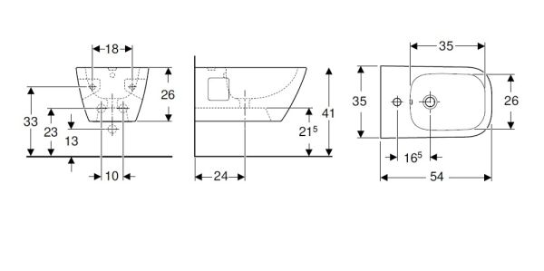 Geberit Renova Plan Wandbidet teilgeschlossenen Form mit Überlauf, weiß_2