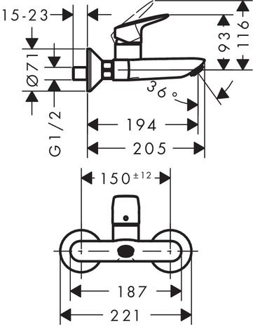 Hansgrohe Logis Waschtischmischer für Wandmontage, chrom