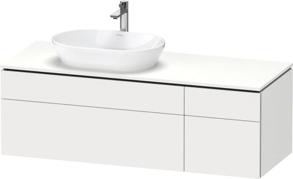 Duravit L-Cube Waschtischunterschrank wandhängend 142x55cm mit 4 Schubladen für Aufsatzbecken links weiß matt LC4877018180000