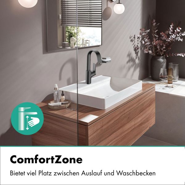 hansgrohe Vivenis Waschtischarmatur 210, Schwenkauslauf, Ablaufgarnitur, brushed black chrome