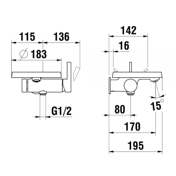 Kartell by Laufen Einhand-Bademischer, Disc für Simibox 1-point mit Zubehör, chrom_1