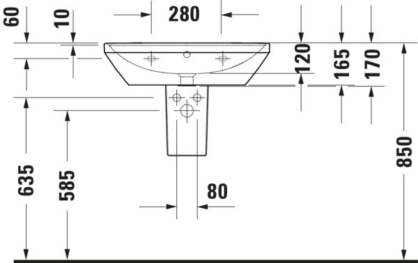 Duravit D-Neo Waschtisch rechteckig 65x44cm, mit Überlauf, weiß