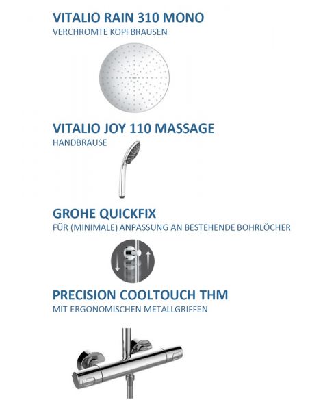 Grohe Vitalio Joy System 310 Duschsystem mit Thermostatbatterie, chrom