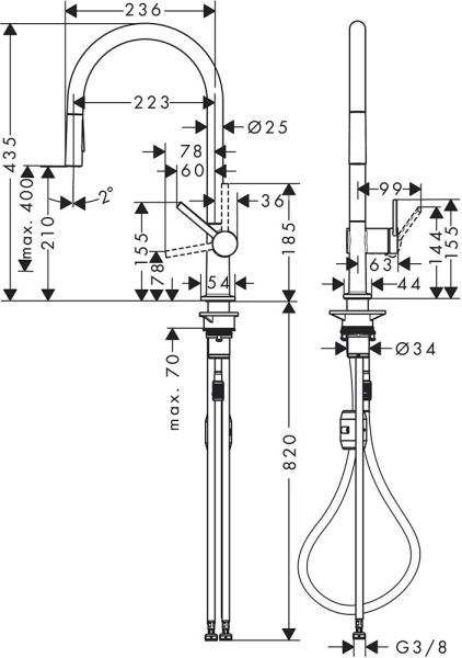 Hansgrohe Talis M54 Küchenarmatur 2 Strahlen schwarz 72842670