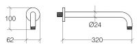 Vorschau: lineabeta SUPIONI Brausearm Ausladung 30cm, Wandmontage 1/2", chrom