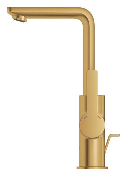 Grohe Lineare Badarmatur L-Size mit Zugstangen-Ablaufgarnitur, cool sunrise gebürstet