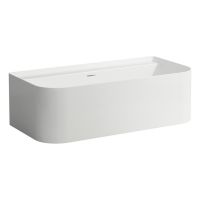 Laufen Sonar Badewanne aus Sentec (Mineralwerkstoff) Oberfläche Satin mit Wandanschluss, weiß