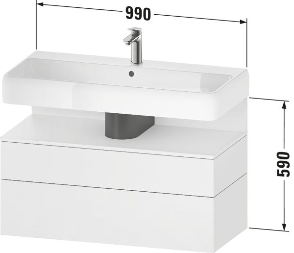 Duravit Qatego Unterschrank 99x47cm in basalt matt, mit offenem Fach in eiche marmoriert