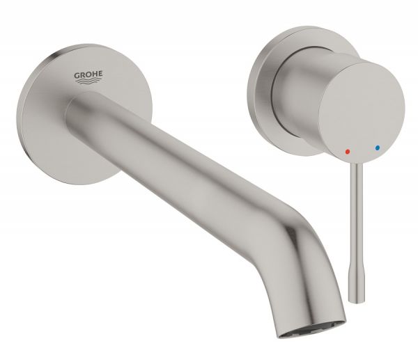 Grohe Essence 2-Loch-Waschtischbatterie Ausladung 230mm, supersteel, edelstahl gebürstet