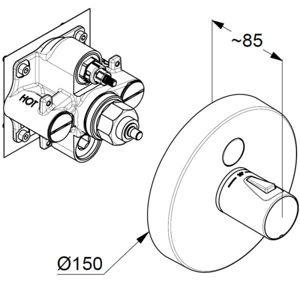 Kludi Push Thermostat Unterputz für 1 Verbraucher, chrom 389020538