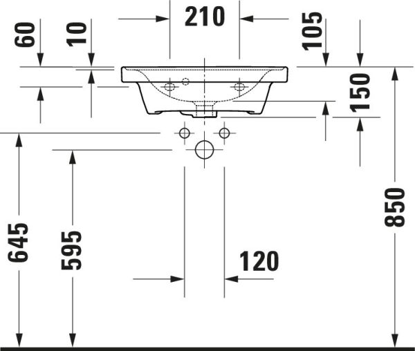 Duravit D-Neo Handwaschbecken rechteckig 50x40cm, mit Überlauf, weiß 0742500060