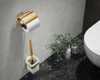emco loft Toilettenbürstengarnitur Kristallglas satiniert, gold poliert 051500700