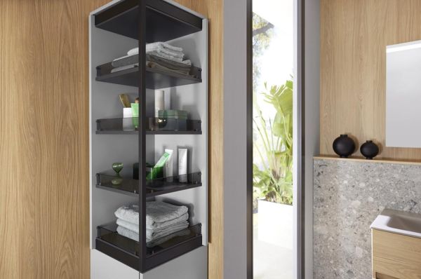 Burgbad Sys30 MagicTwist Drehschrank mit Wäschekippe, veloursgrau matt HSZO040LF6444G0126