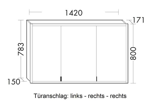 Burgbad rl20 Spiegelschrank 142x80cm mit Lichtrahmen, Wandeinbau, Türanschlag links SPVL140LF6947