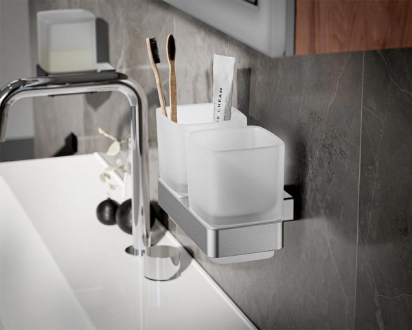 emco loft Doppelglashalter Kristallglas satiniert, edelstahl optic 