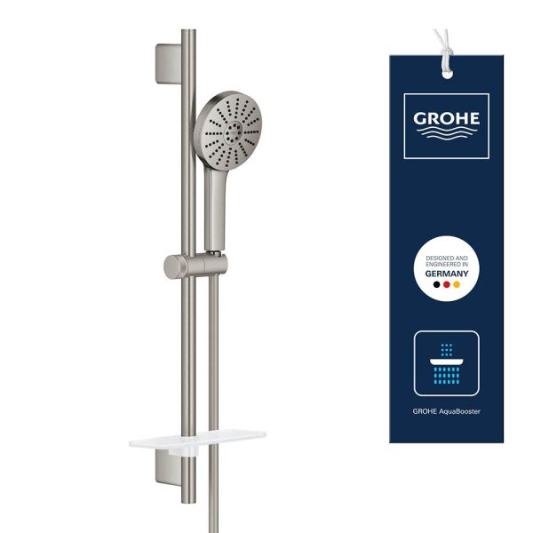 Grohe Vitalio Joy+ 120 Brausestangen-Set, 3 Strahlarten, supersteel