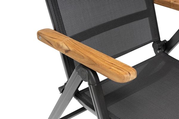 KETTLER BASIC PLUS Multipositionssessel mit Armlehne aus Teak-Holz, anthrazit