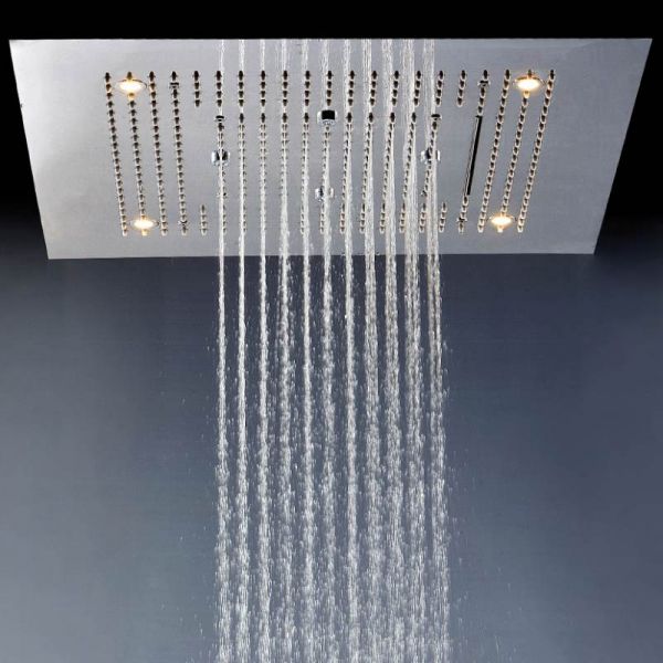 Steinberg Sensual Rain Regenpaneel 60x60cm, mit LED-Beleuchtung, 3 Strahlarten, edelstahl poliert