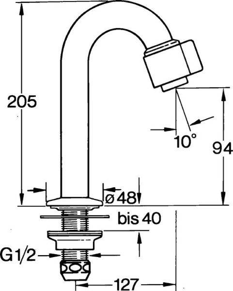 Hansa Hansanova Waschtisch-Standventil, Ausladung 127mm, chrom