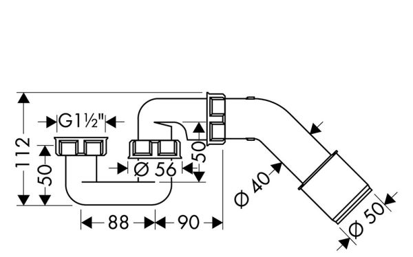 Hansgrohe Wannensifon mit PE-Verschraubung G 1 1/2