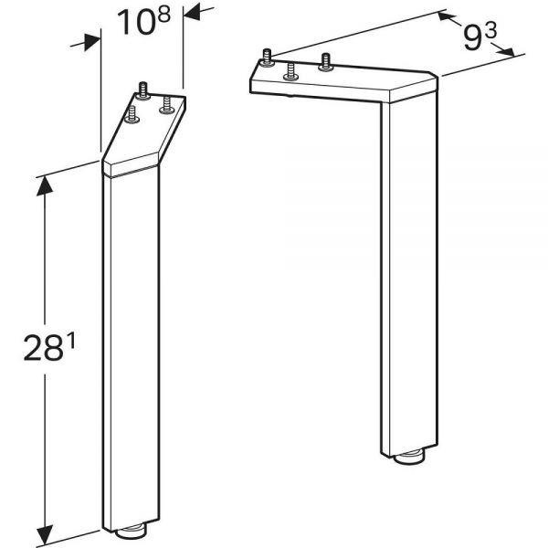 Geberit Acanto Set Füße 28,1cm, glanzverchromt_2