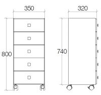 Vorschau: lineabeta RUNNER Rollcontainer 5 Schubladen mit quadratischen Griffen