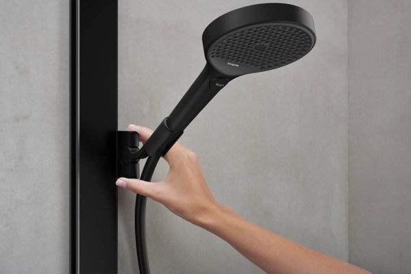 Hansgrohe Rainfinity Showerpipe 360 1jet mit Thermostat ShowerTablet 350, schwarz matt