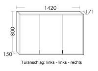 Vorschau: Burgbad rl20 Spiegelschrank 142x80cm mit Klarglas Lichtrahmen, Wandeinbau, Türanschlag rechts SPVN140RF6947