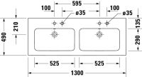 Vorschau: Duravit ME by Starck Doppelwaschtisch rechteckig 130x49cm, mit Überlauf, ohne Wondergliss, weiß 2336130000