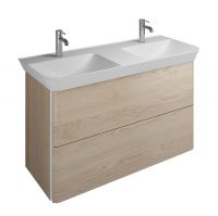 Burgbad Iveo Mineralguss-Doppelwaschtisch mit Waschtischunterschrank, 2 Auszüge, 120cm eiche dekor cashmere Burgbad Iveo Mineralguss-Doppelwaschtisch mit Waschtischunterschrank, 2 Auszüge, 120cm eiche dekor cashmere