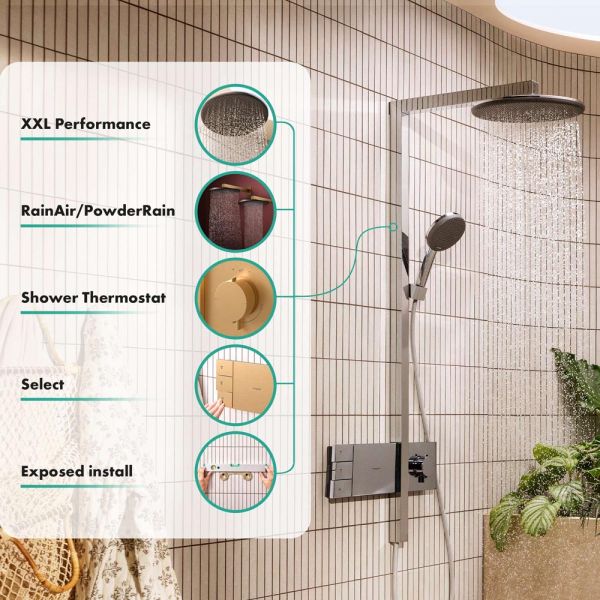 hansgrohe Raindance Alive S Duschsystem 300 2 Strahlarten mit ShowerSelect Comfort, brushed bronze
