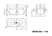 Vorschau: Kaldewei Meisterstück Centro Duo 1 rechts Badewanne Eckeinbau 2-seitig 180x80cm, weiß Perl-Effekt