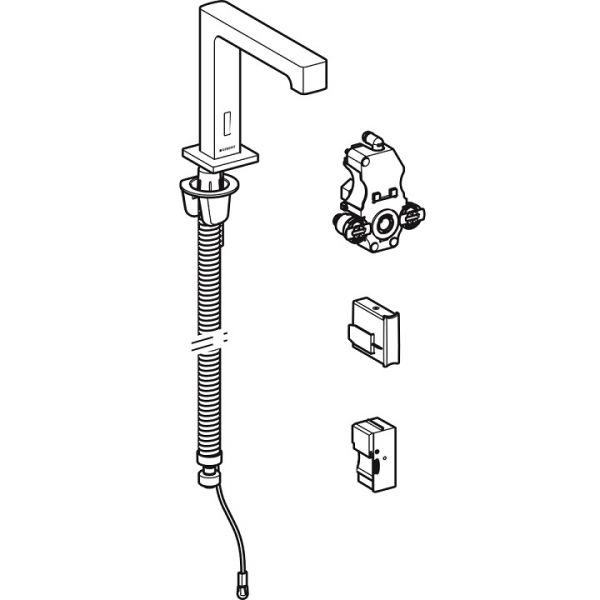 Geberit Waschtischarmatur Brenta, Standmontage, Netzbetrieb, für UP-Funktionsbox, chrom