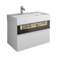 Vorschau: Burgbad Yumo Mineralguss-Waschtisch 81,5cm mit Unterschrank und LED-Beleuchtung